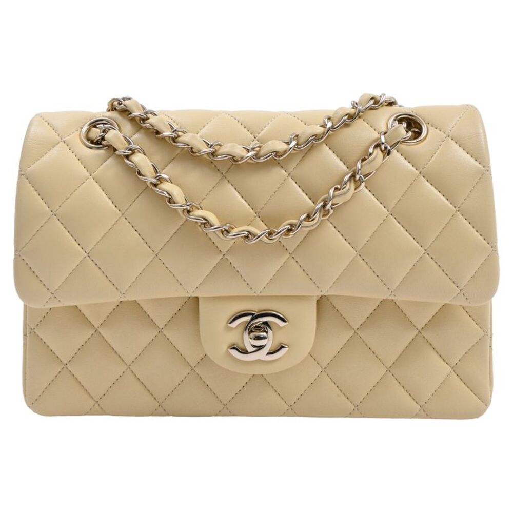 Chanel Classic Medium Quilted Double Flap Bag in Yellow Leather
